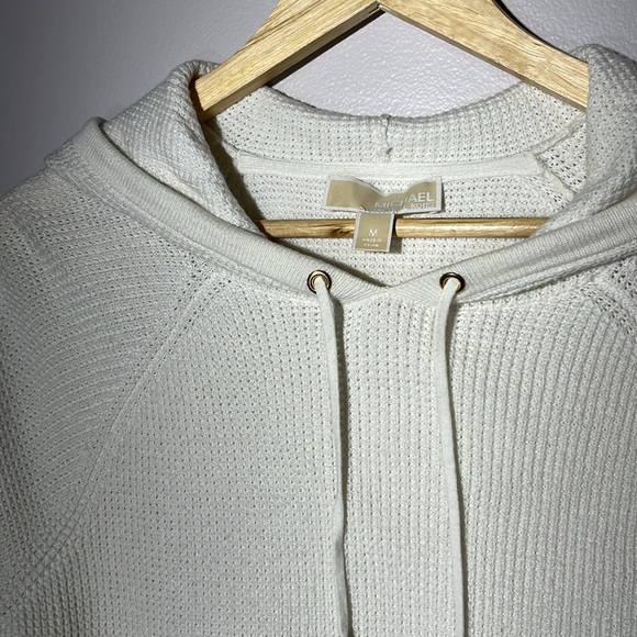 Michael Kors Ivory Rib Knit Women’s Sweater Hoodie, size Medium - Picture 3 of 6
